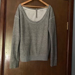 American Eagle, wide necked, French Terry sweatshirt in the color gray.